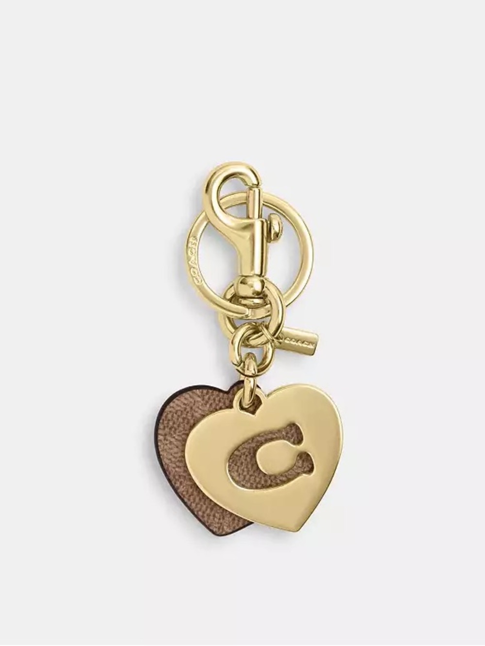 Coach Gold Heart C Cutout Key & Card Holder Charm